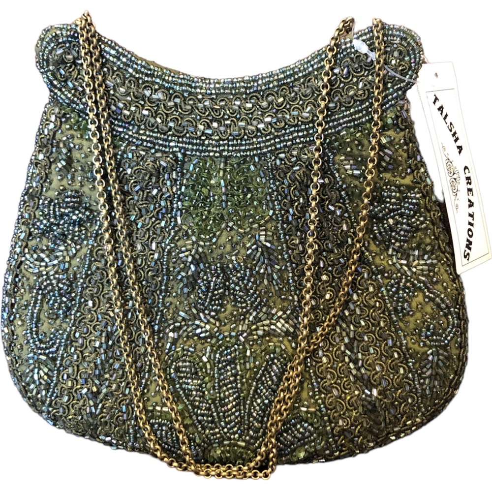 NWT olive green beaded purse
